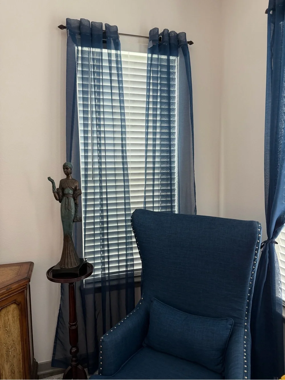 Blue Sheer Grommet Window Curtain Panel - Home Accents